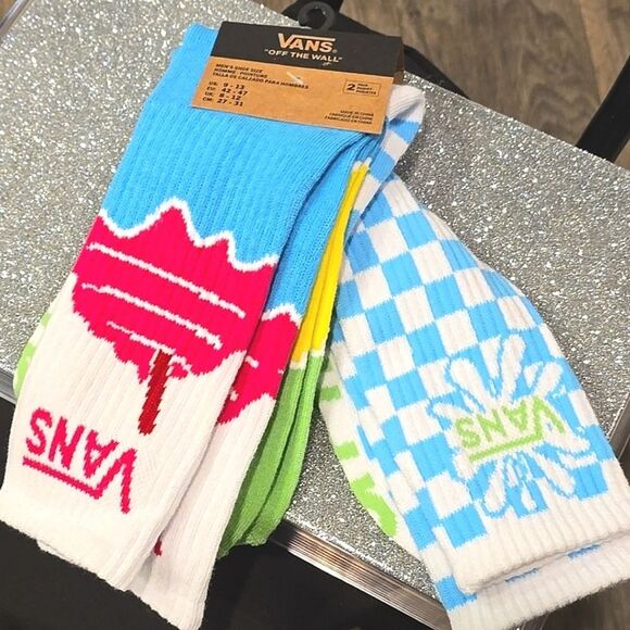 Vans Off The Wall 2PK Checkerboard Colorful Crew Sock - Picture 3 of 7